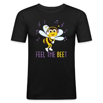 Niedliche Biene Musik hören - Männer Slim Fit T-Shirt - Schwarz - Vorne - Nik (191cm)