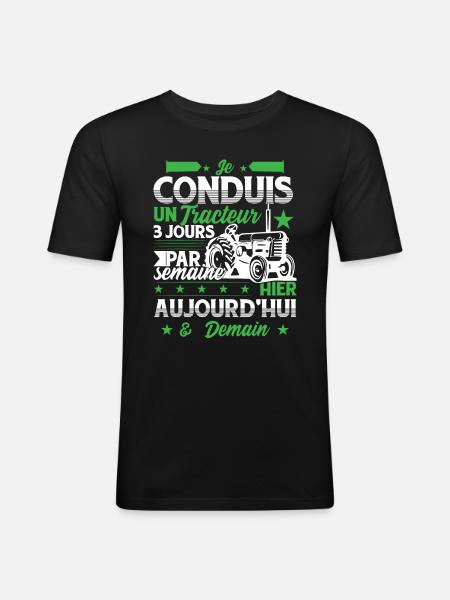 Je Conduis Un Tracteur - T-shirt près du corps Homme - noir