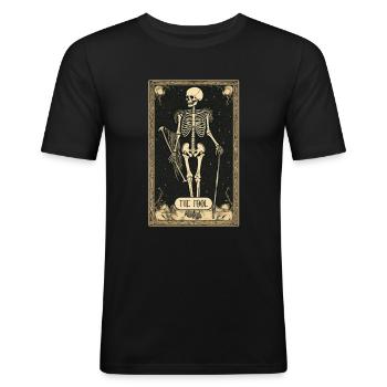 The Fool Skeleton Tarot Card - Männer Slim Fit T-Shirt - Schwarz - Vorne - Nik (191cm)