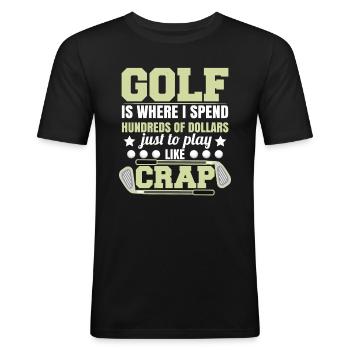 Golf Witz Lustig - Männer Slim Fit T-Shirt - Schwarz - Vorne - Nik (191cm)