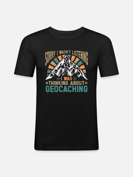 Geocaching Gift Geocacher Geocache - Men's Slim Fit T-Shirt - black
