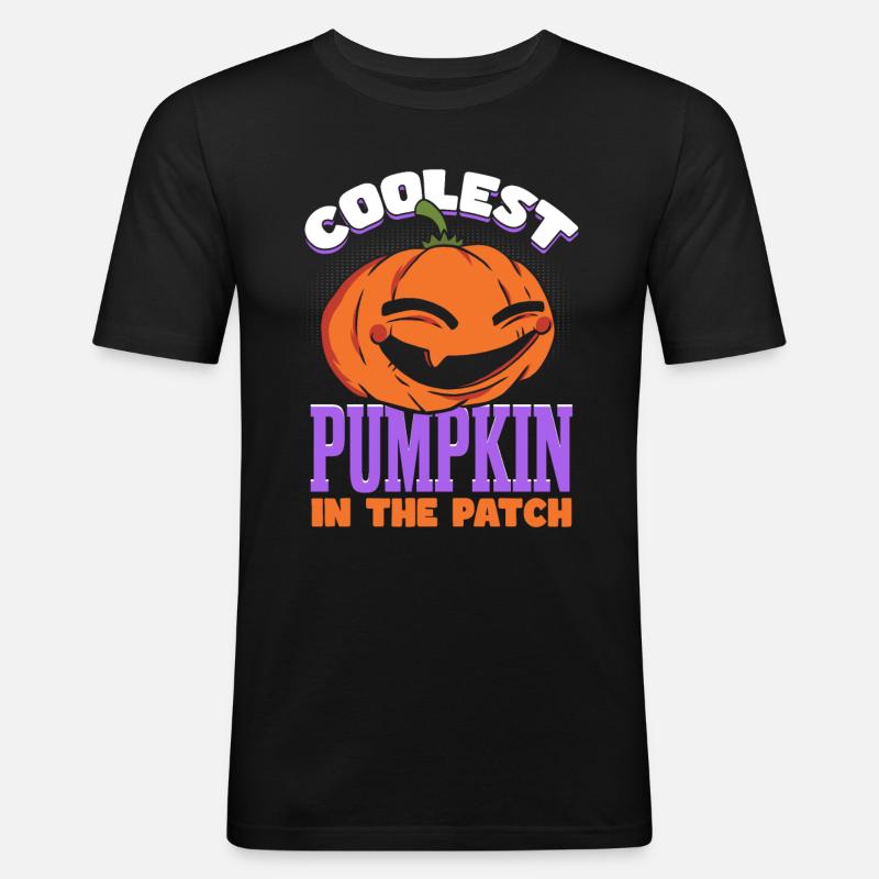 Coolster Kürbis im Patch - Männer Slim Fit T-Shirt - Schwarz