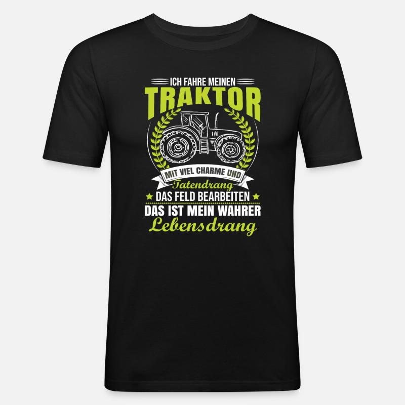 Traktorfahrer Sprüche Schlepper - Männer Slim Fit T-Shirt - Schwarz