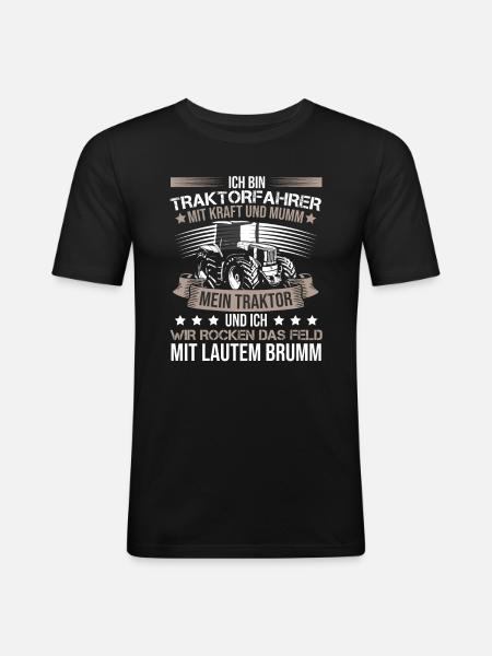 Ich bin Traktorfahrer - Männer Slim Fit T-Shirt - Schwarz