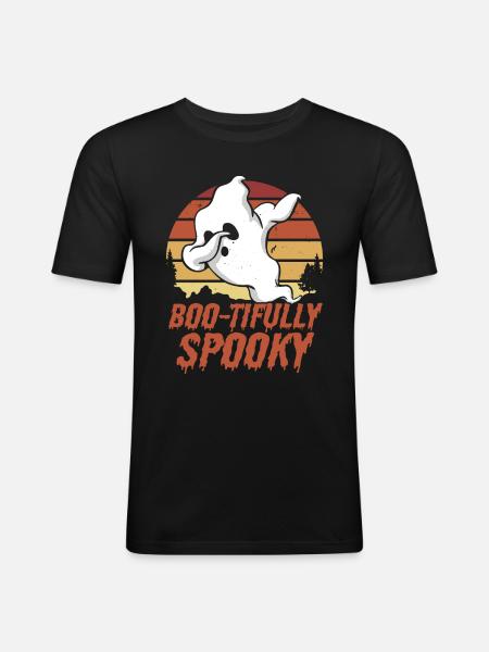 Mignon fantôme effrayant Halloween - T-shirt près du corps Homme - noir
