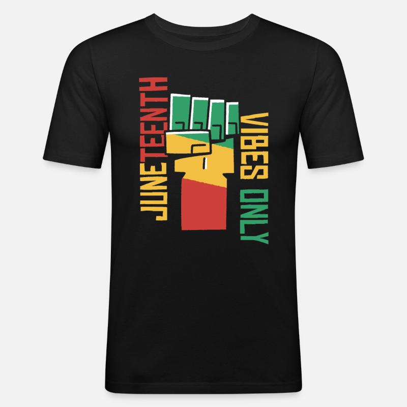 Nur Juneteenth-Vibes - Männer Slim Fit T-Shirt - Schwarz
