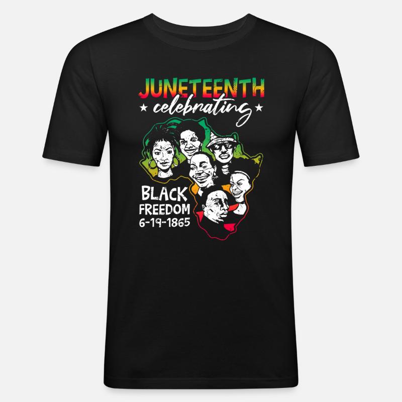 Wir feiern Juneteenth - Männer Slim Fit T-Shirt - Schwarz