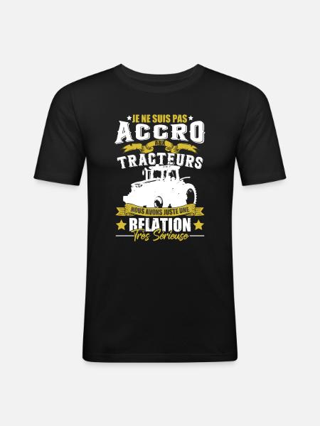 Tracteur Drole - T-shirt près du corps Homme - noir