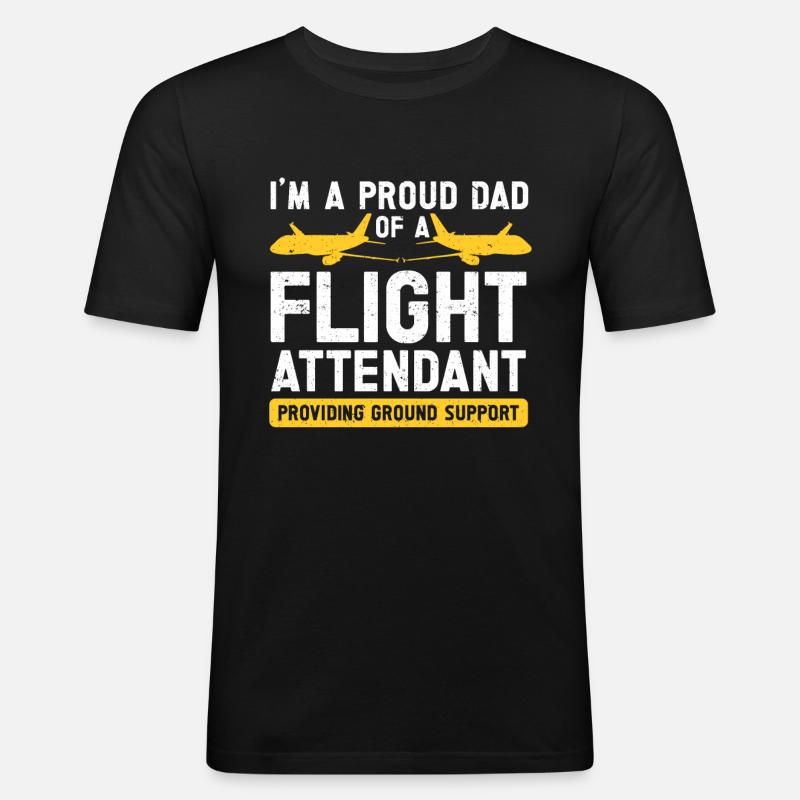 Flugbegleiter Papa Stewardess Flugbegleiter - Männer Slim Fit T-Shirt - Schwarz