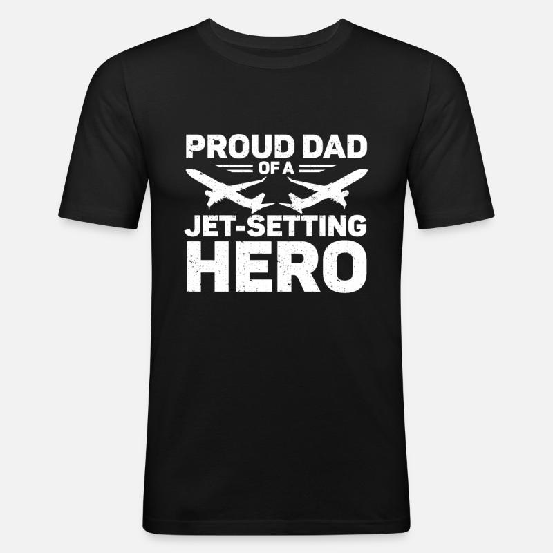 Flugbegleiter Papa Stewardess Flugbegleiter - Männer Slim Fit T-Shirt - Schwarz
