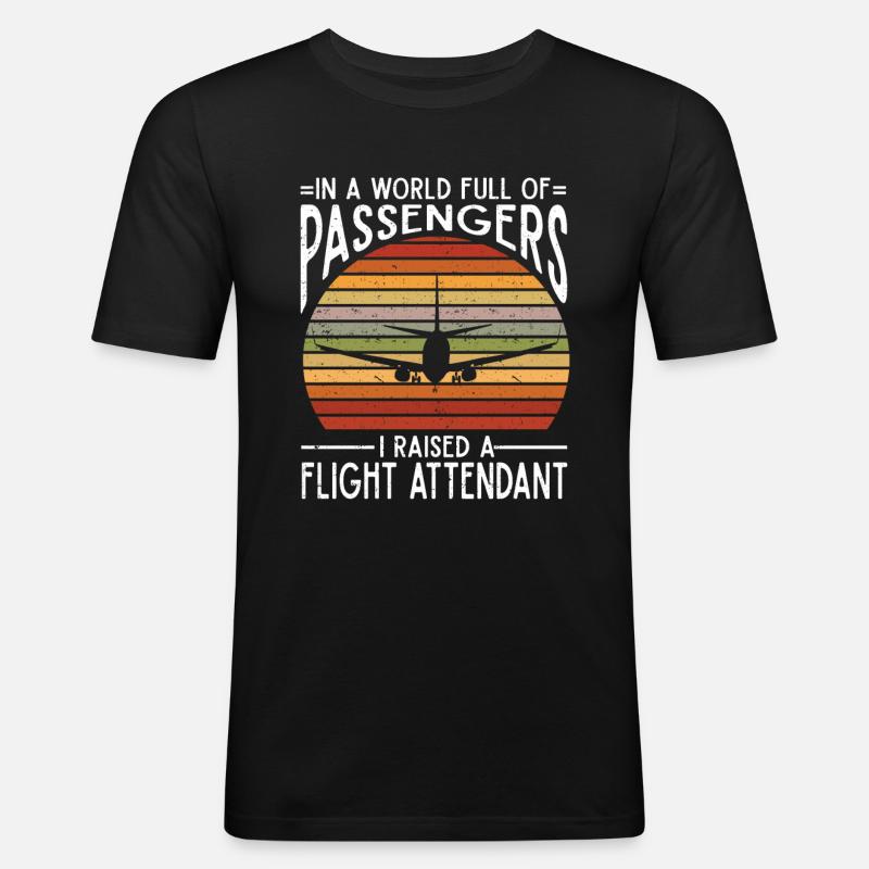 Flugbegleiter Papa Stewardess Flugbegleiter - Männer Slim Fit T-Shirt - Schwarz