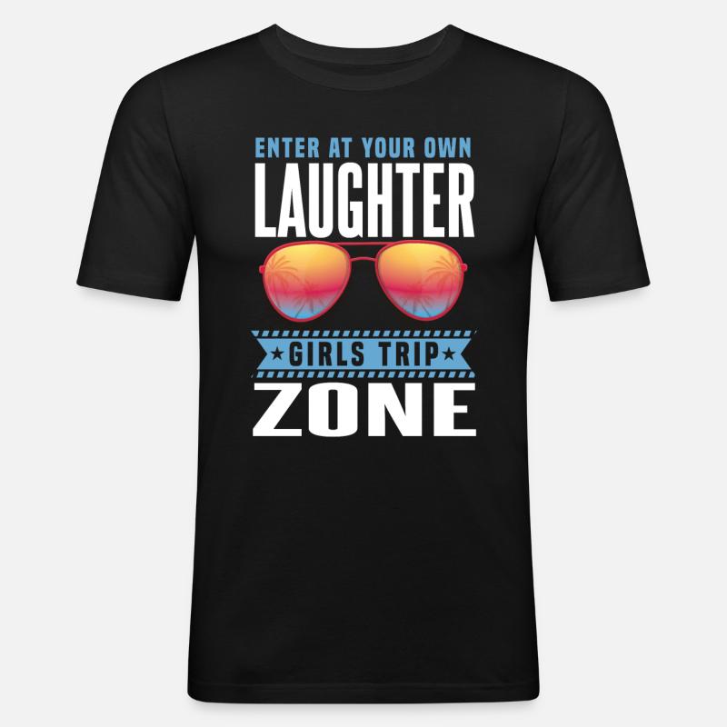 Lustige Mädchen-Reise - Männer Slim Fit T-Shirt - Schwarz