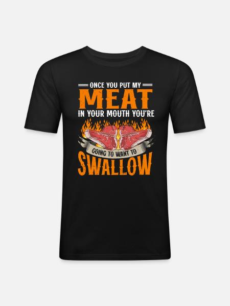 Grillgeschenk Grillen BBQ - Männer Slim Fit T-Shirt - Schwarz