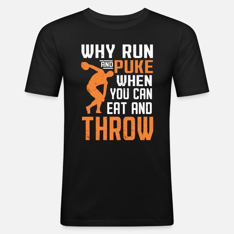 Diskuswerfer Leichtathletik Scheibenwurf - Männer Slim Fit T-Shirt - Schwarz