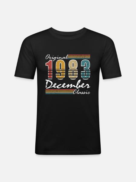 40 år gammel - førti bursdag desember 1983 - Slim Fit T-skjorte for menn - svart