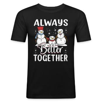 Family Christmas Crew - Männer Slim Fit T-Shirt - Schwarz - Vorne - Nik (191cm)
