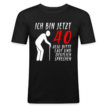 40er Geburtstag Mann | Ich bin 40 Geburtstag - Männer Slim Fit T-Shirt - Schwarz - Vorne - Nik (191cm)