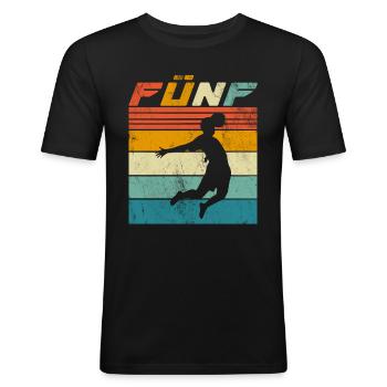 5 Jahre Fußball 5 Geburtstag Junge - Männer Slim Fit T-Shirt - Schwarz - Vorne - Nik (191cm)