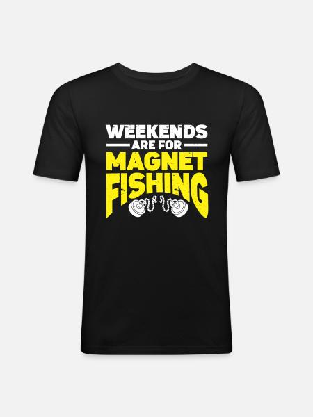 Magnetfischen - Männer Slim Fit T-Shirt - Schwarz