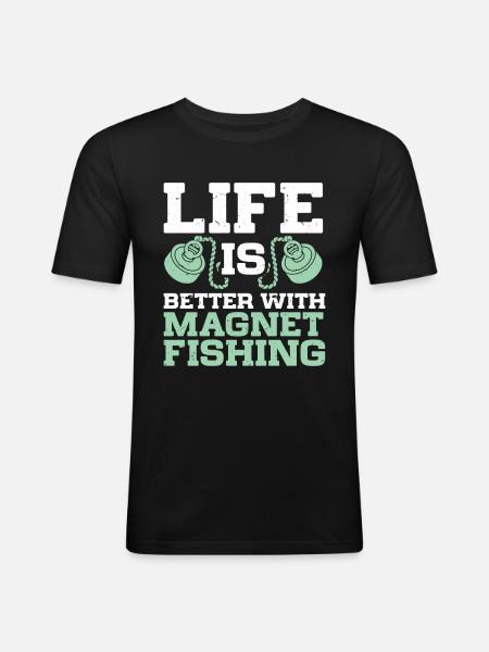 Magnetfischen - Männer Slim Fit T-Shirt - Schwarz