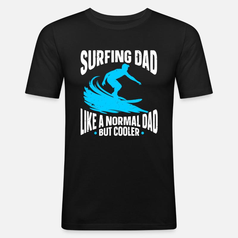 Surfender Surfer - Männer Slim Fit T-Shirt - Schwarz