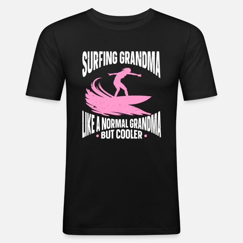Surfender Surfer - Männer Slim Fit T-Shirt - Schwarz