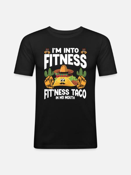 Lustiges Taco - Männer Slim Fit T-Shirt - Schwarz