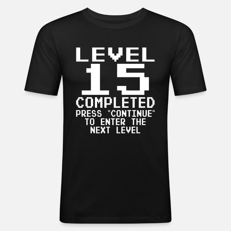 Level 15 Complete - Männer Slim Fit T-Shirt - Schwarz