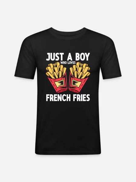 Restauration rapide Frites - T-shirt près du corps Homme - noir