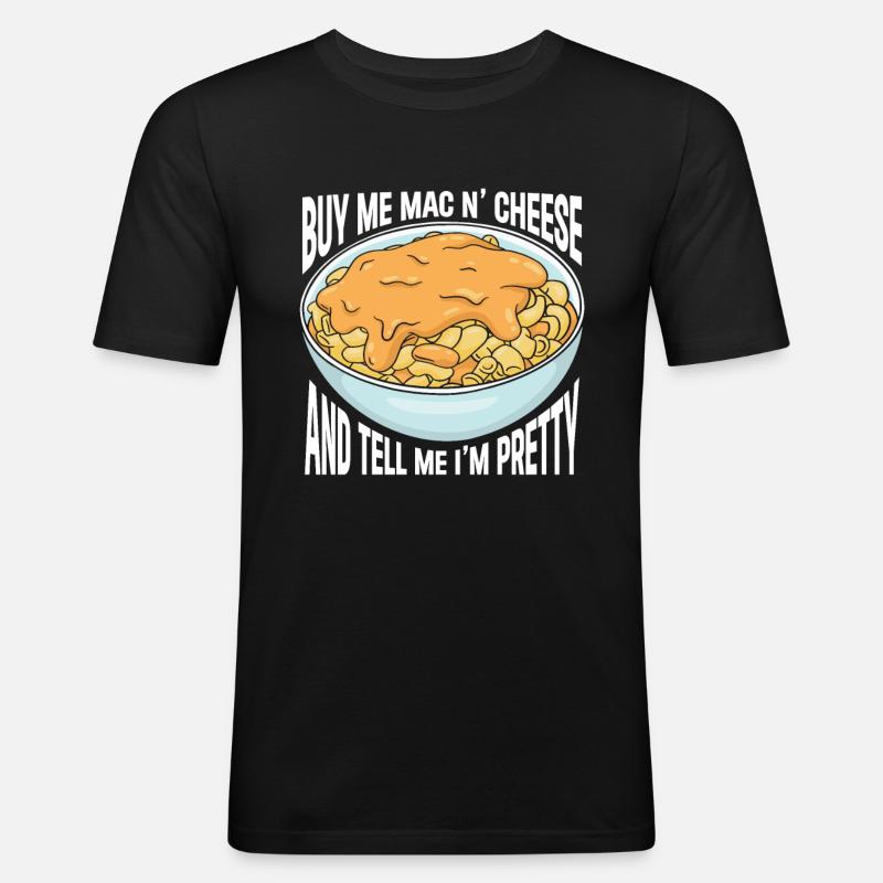 Mac And Cheese Makkaroni - Männer Slim Fit T-Shirt - Schwarz