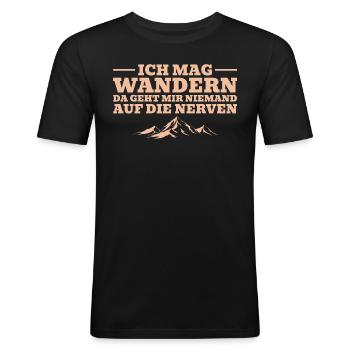 Bergsteigen Wandern Humor Berge - Männer Slim Fit T-Shirt - Schwarz - Vorne - Nik (191cm)