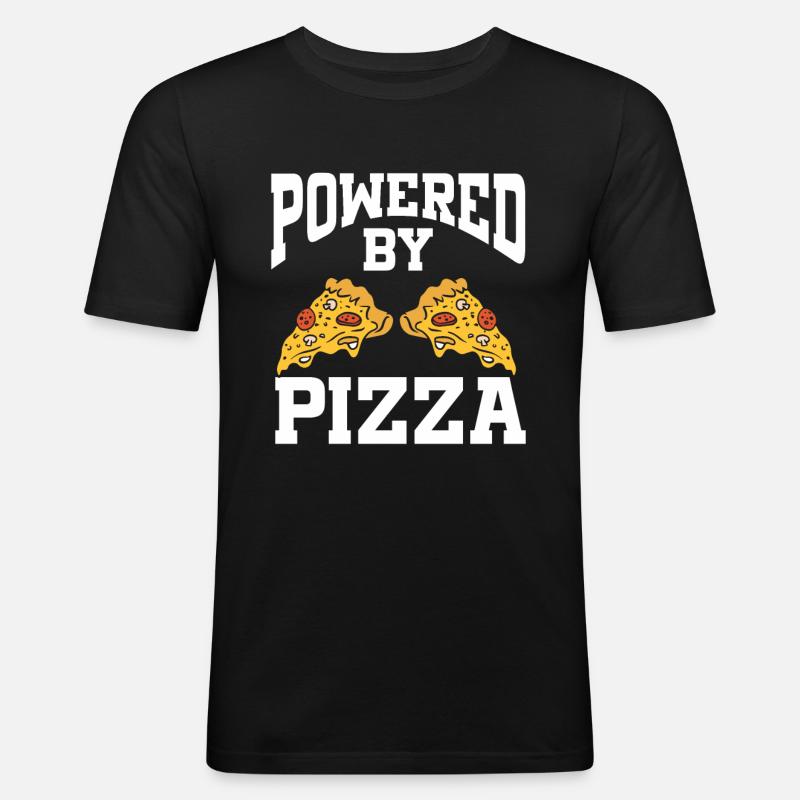 Powered By Pizza - Männer Slim Fit T-Shirt - Schwarz