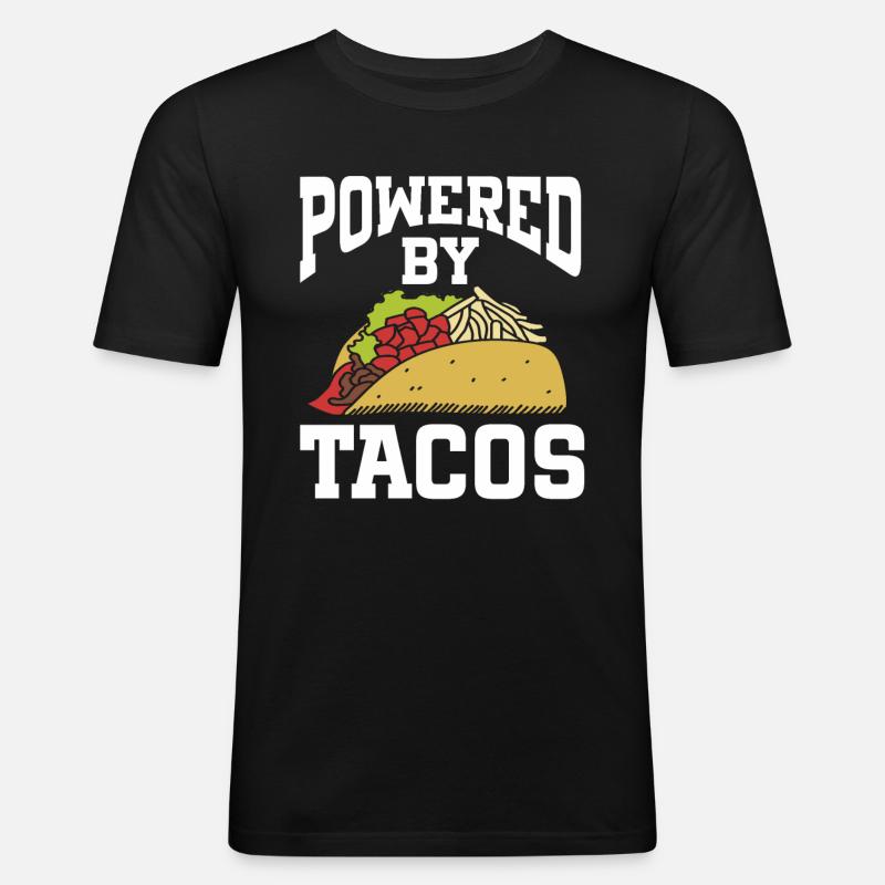 Powered By Tacos - Männer Slim Fit T-Shirt - Schwarz