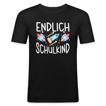 School 1st Grade - Men's Slim Fit T-Shirt - black - Front - Nik (191cm)