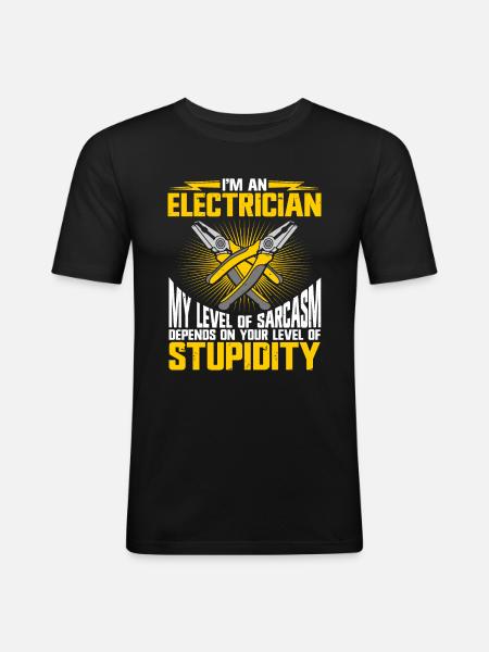 Electrician - Männer Slim Fit T-Shirt - Schwarz
