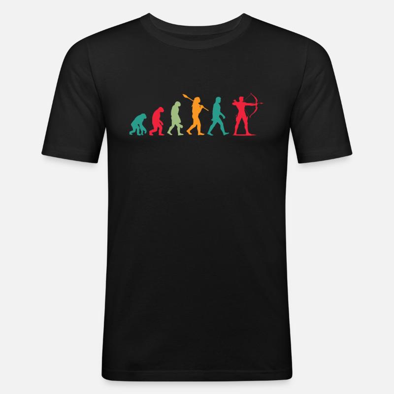 Evolution Bogenschießen - Männer Slim Fit T-Shirt - Schwarz