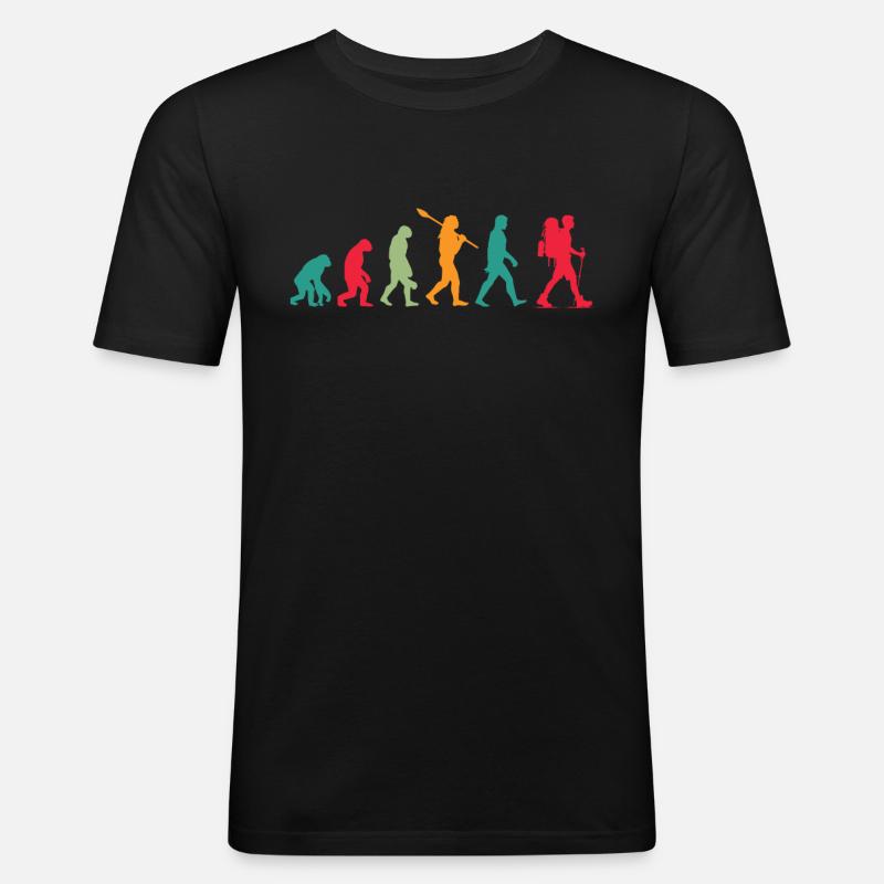 Evolution Wandern - Männer Slim Fit T-Shirt - Schwarz