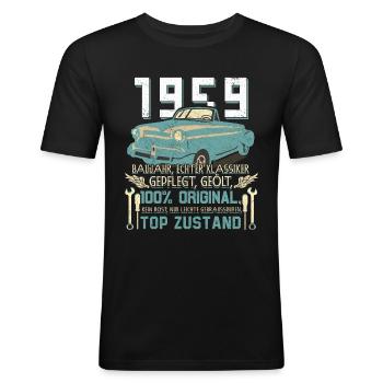 Vintage car built in 1959 Born Vintage Birthday - Men's Slim Fit T-Shirt - black - Front - Nik (191cm)