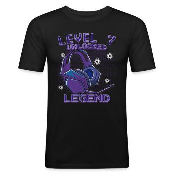 Geburtstag Gamer Level 7 Unlocked 7 Geburtstag - Männer Slim Fit T-Shirt - Schwarz - Vorne - Nik (191cm)