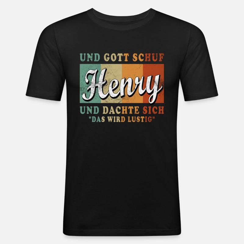 Henry Name Design - Männer Slim Fit T-Shirt - Schwarz