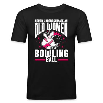 Boule de bowling Bowler - T-shirt près du corps Homme - noir - Devant - Nik (191cm)