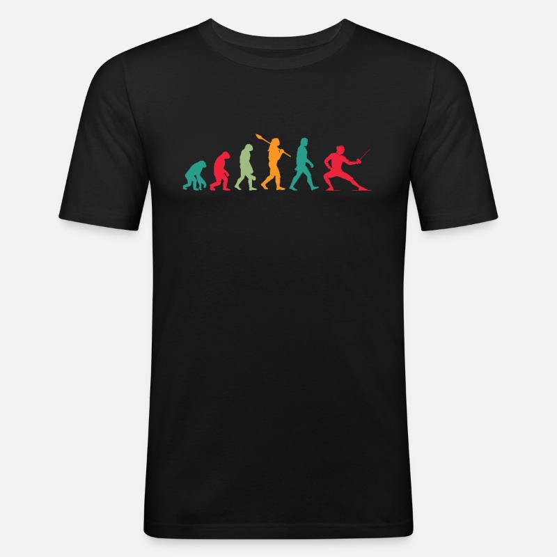 Evolution Retro Fechten - Männer Slim Fit T-Shirt - Schwarz