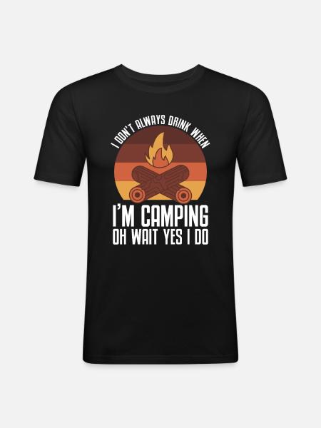 Camping Campfire Camper - Männer Slim Fit T-Shirt - Schwarz