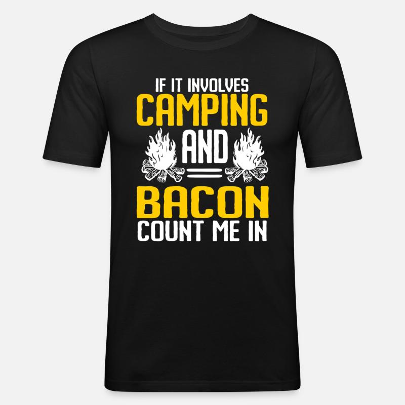 Camping Campfire Camper - Männer Slim Fit T-Shirt - Schwarz