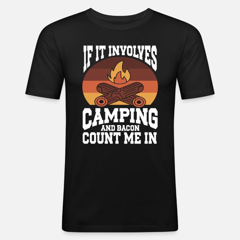 Camping Campfire Camper - Männer Slim Fit T-Shirt - Schwarz