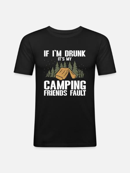 Camping Campfire Camper - Männer Slim Fit T-Shirt - Schwarz