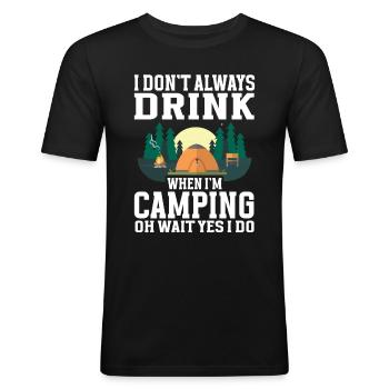 Camping Campfire Camper - Men's Slim Fit T-Shirt - black - Front - Nik (191cm)