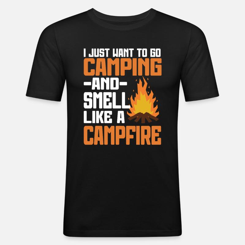 Camping Feu de camp Camper - T-shirt près du corps Homme - noir