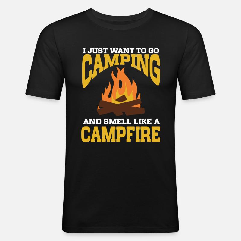 Camping Campfire Camper - Männer Slim Fit T-Shirt - Schwarz