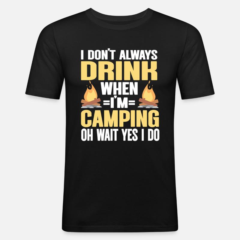 Camping Campfire Camper - Männer Slim Fit T-Shirt - Schwarz